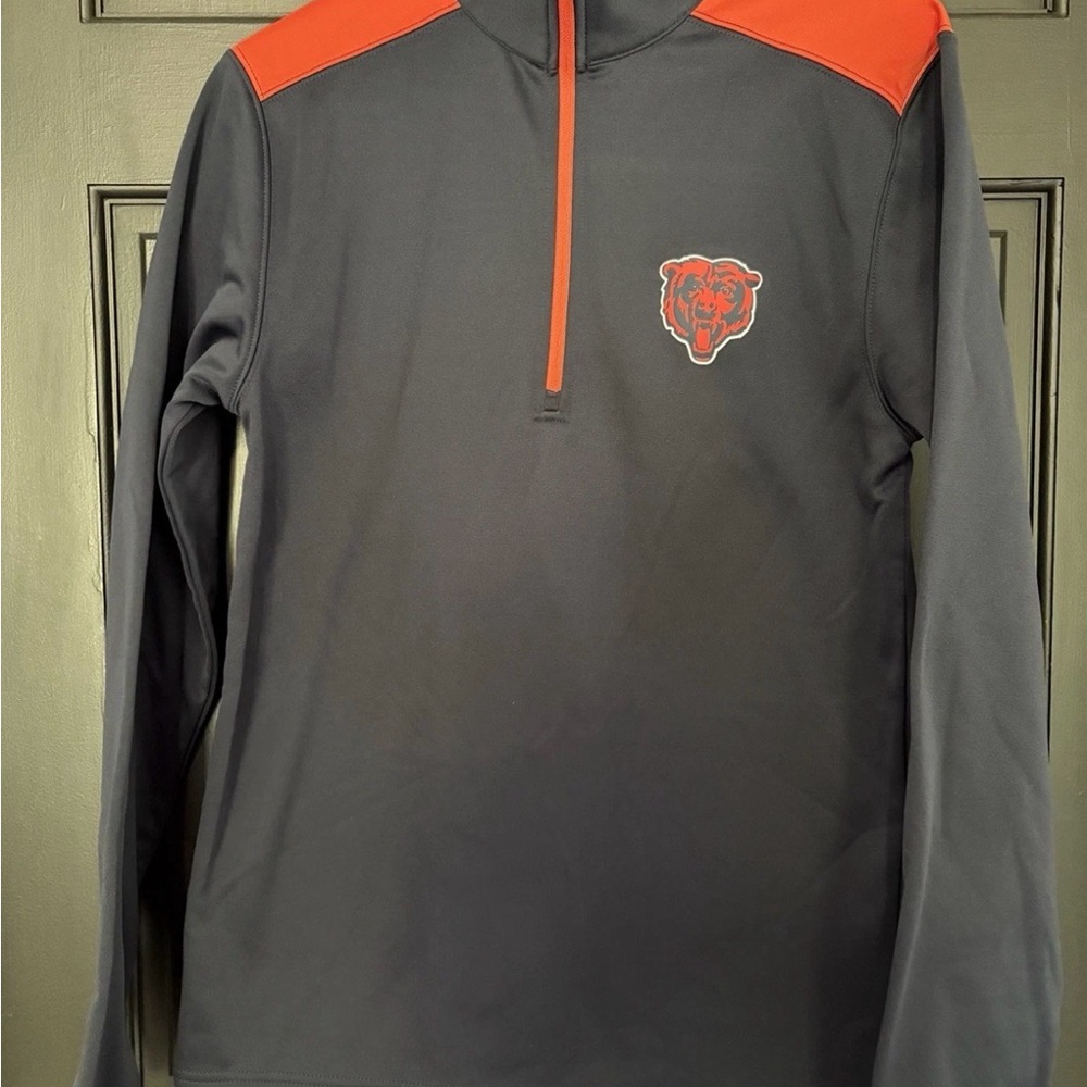 Chicago Bears 1/4 Zip Pullover Navy Orange Men’s Small Logo NFL Football